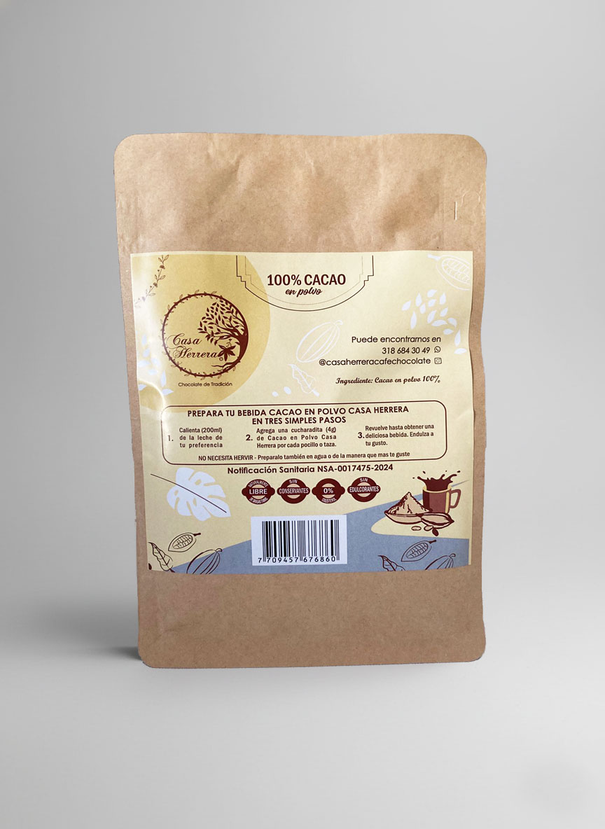 Cacao 100% Puro en Polvo Instantáneo Sin Azúcar, 200 g - Imagen 2